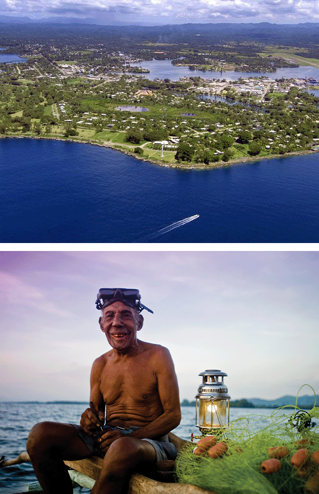 An overhead view of the Madang Province in Papua New Guinea.